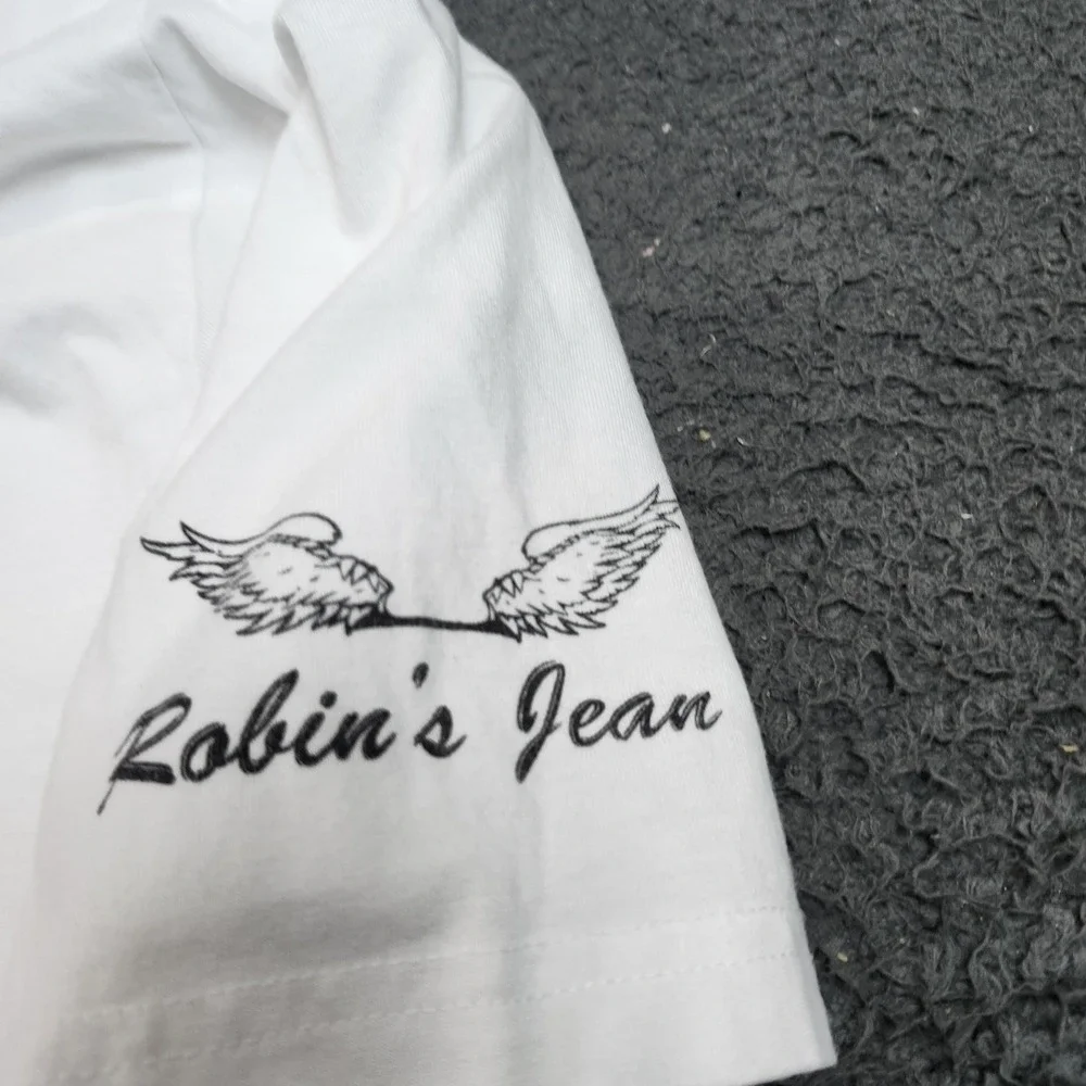 Robin's Jean Shirt Mens XL White Bats Wings Graphic Tee Gothic Horror Halloween - Picture 4 of 9